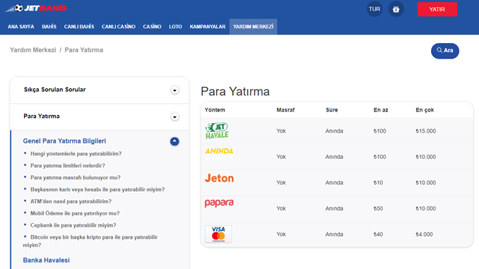 Jetbahis para yatırma